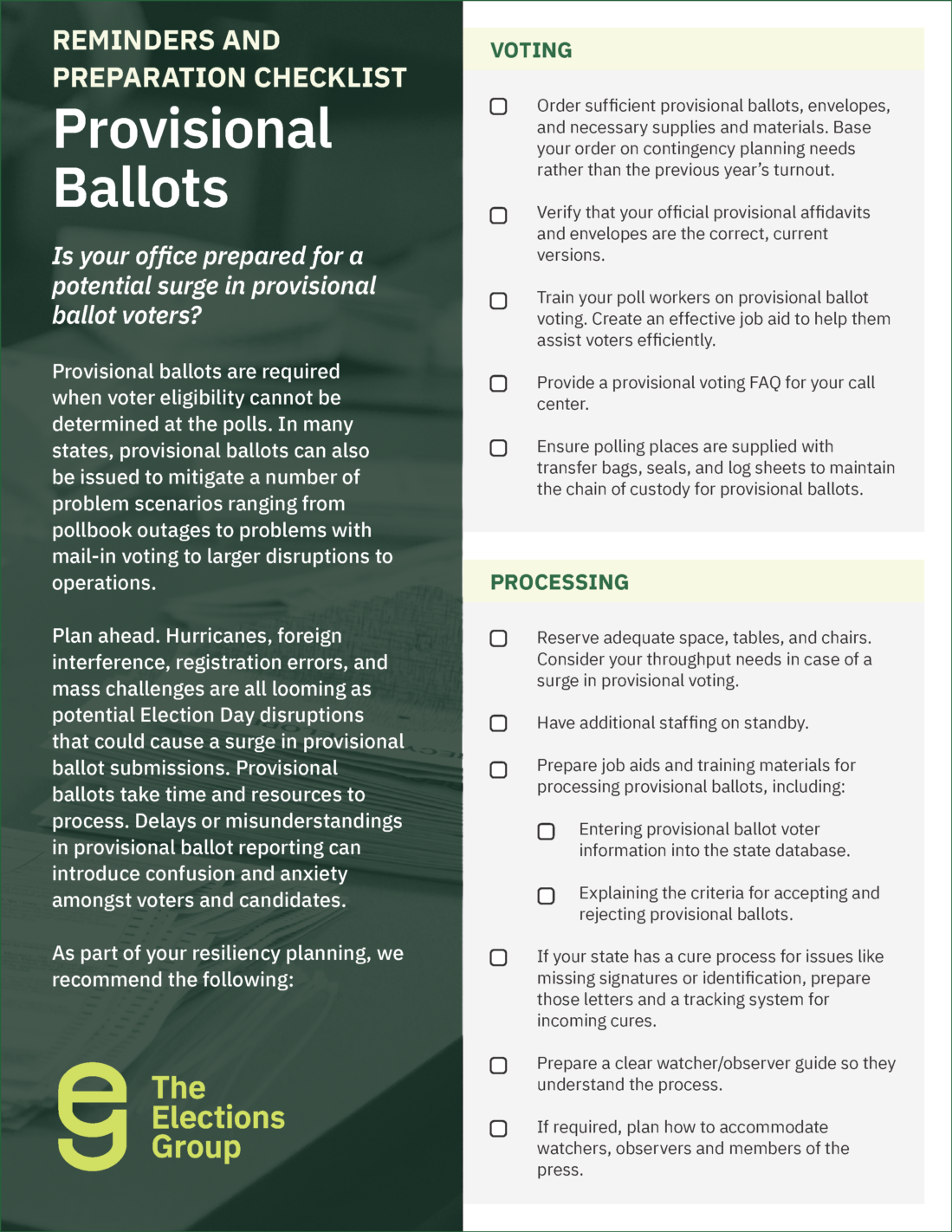 Provisional Ballots Checklist - Elections Group